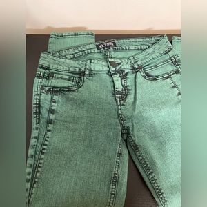 Forever 21 XXI Premium Denim Green Acid Wash Women’s Skinny Jeans, Size 29